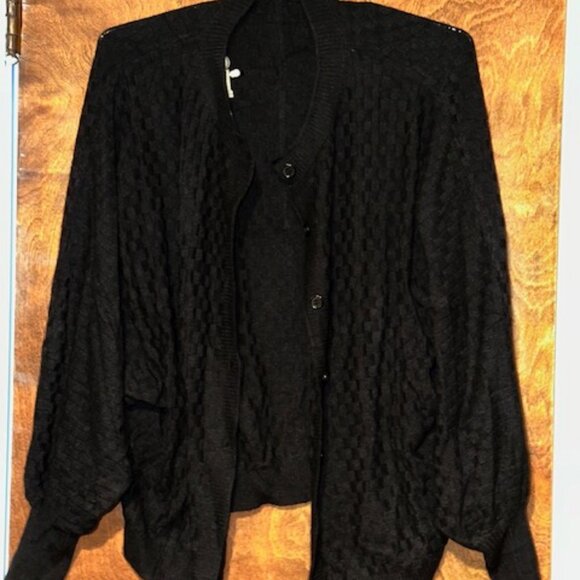 Women's Lightweight Cropped Checked Cardigan Size Small - Picture 2 of 7